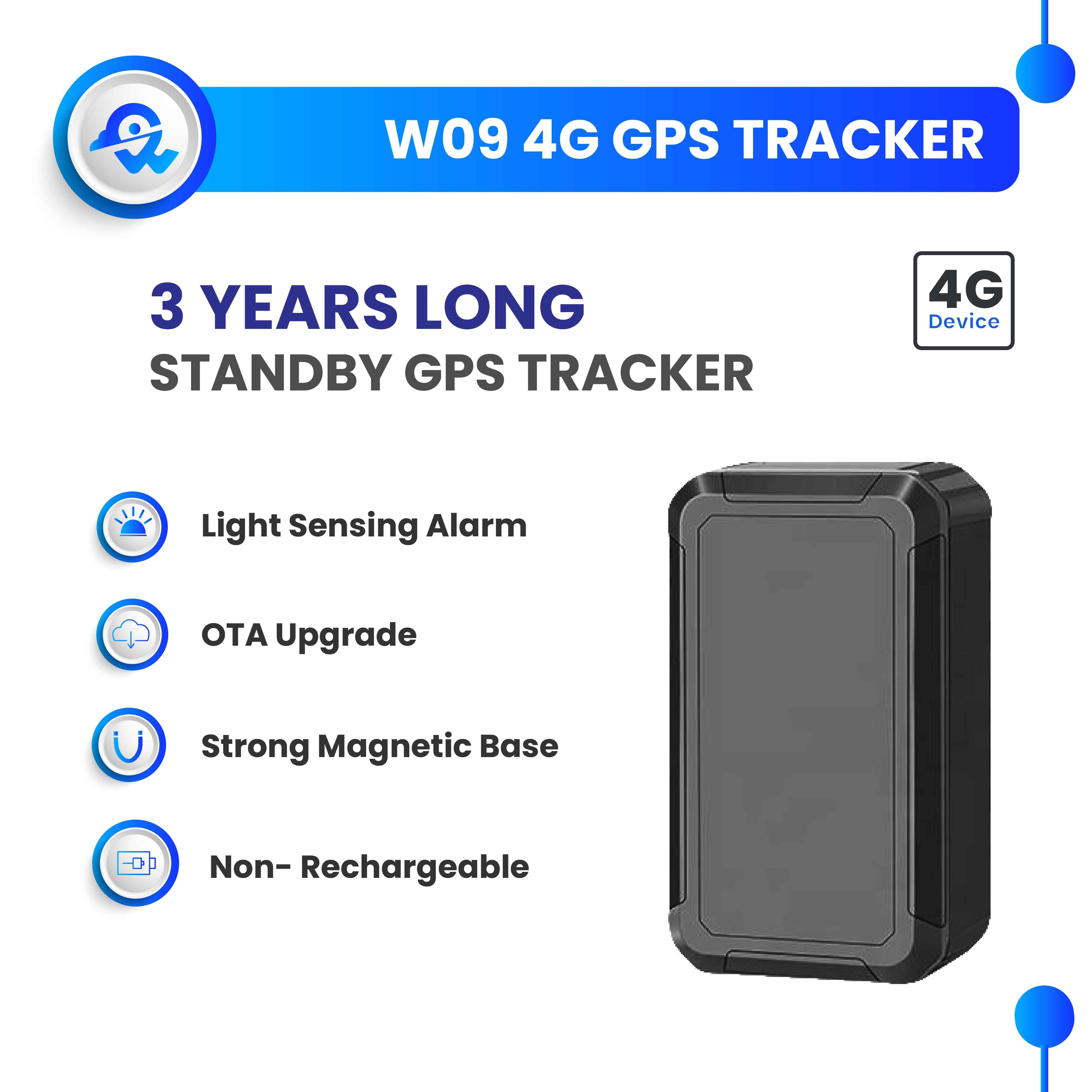 W09 Automotive Long 90days Standby Time Strong Magnetic Vehicle Locator SOS GPS Wifi LBS for GPS Car Bike Motor Tracker