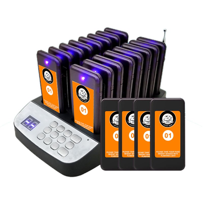 Remote Paging System 1 Keyboard Transmitter +16 Coasters Pager Wireless Visitor Paging Queuing System Buzzer