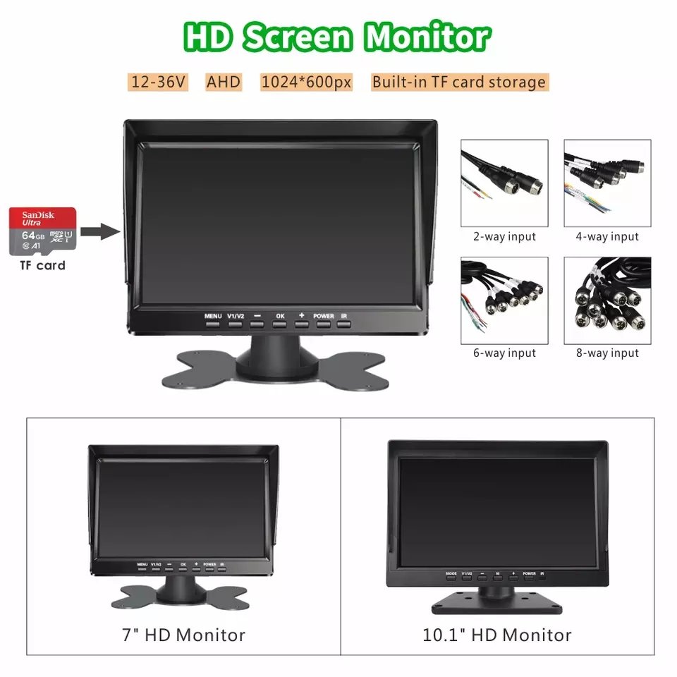 Wholesale 10.1-inch 4-channel AHD Split Display Car Monitor With Four 720P Cameras