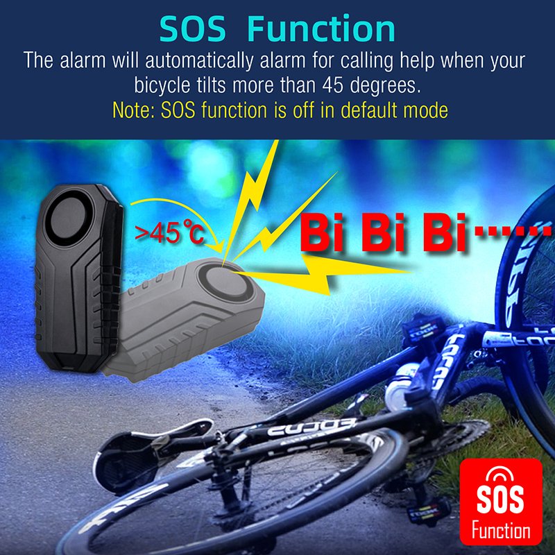 Best Seller 113dB Bike Alarm Wireless Vibration Sensor Waterproof Motorcycle Alarm with Remote Bicycle Anti Theft Alarm