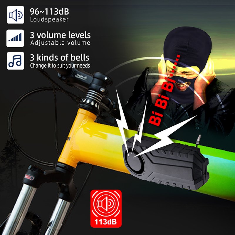 Best Seller 113dB Bike Alarm Wireless Vibration Sensor Waterproof Motorcycle Alarm with Remote Bicycle Anti Theft Alarm
