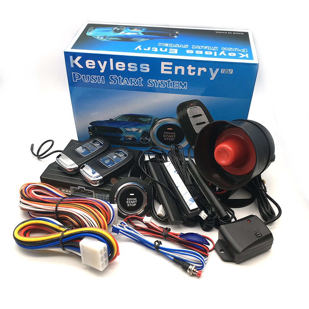 Q6B Keyless Entry Car Alarm System Remote Engine Start with BT Phone App Control
