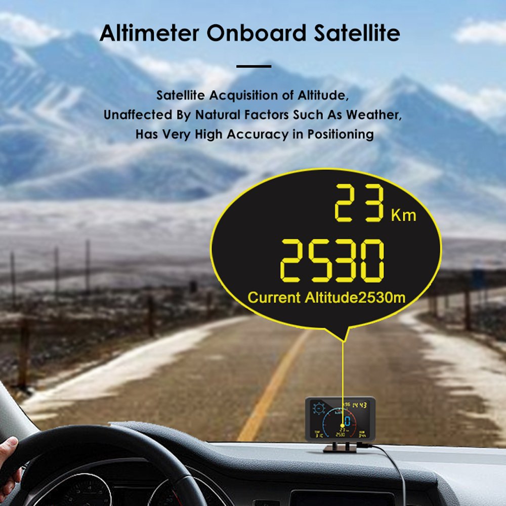 Vjoycar Universal GPS LCD Hud Display Speed Alarm Meter Head up Display for Car