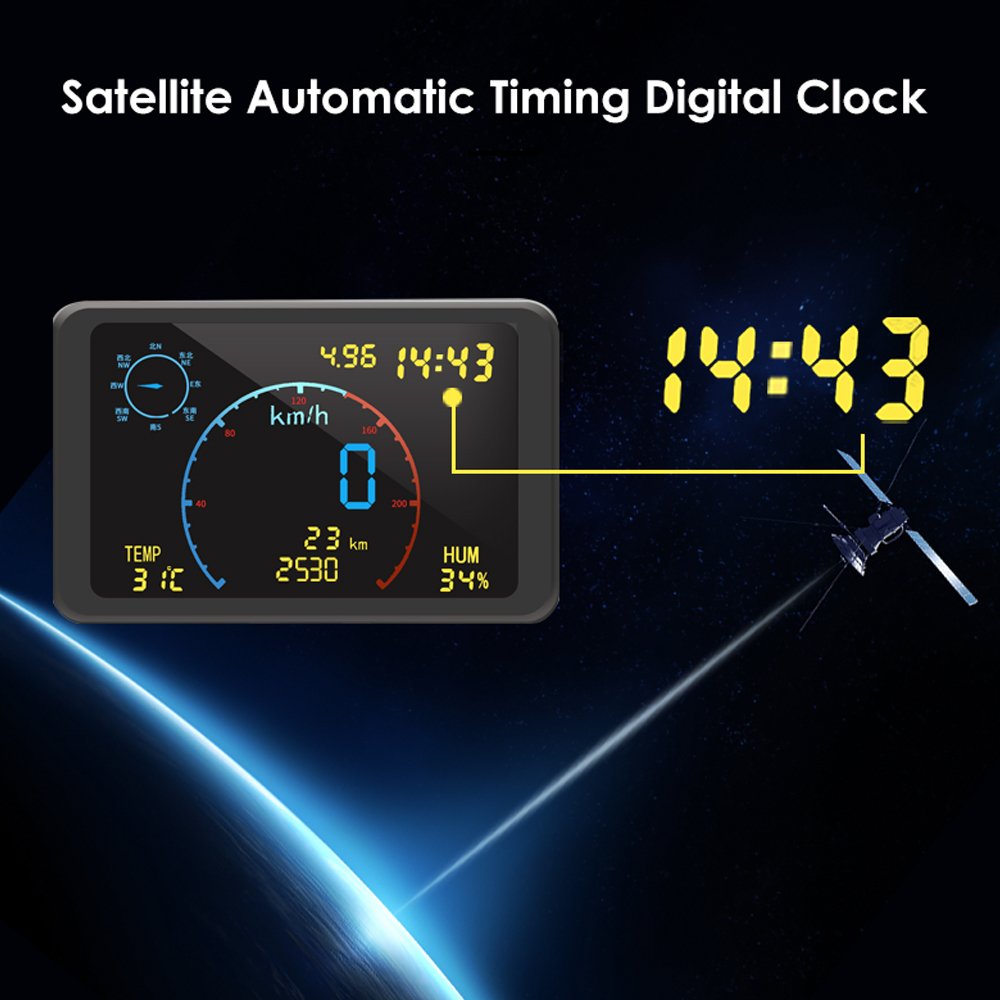 Vjoycar Universal GPS LCD Hud Display Speed Alarm Meter Head up Display for Car