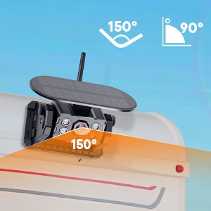 Wireless Backup Camera Solar Powered with 9600mAh Rechargeable Battery for Cars RVs Trucks Trailers 1-Year Warranty