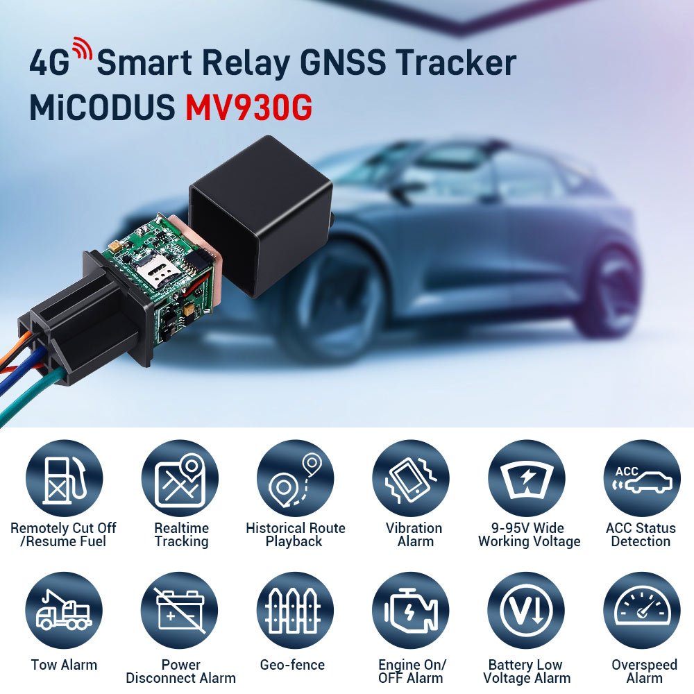 Micodus MV930G Mini Hidden Automotive Gps Tracking Device Anti Theft Engine Cut Off Motorcycle Realtime Locator 4G Tracker Relay