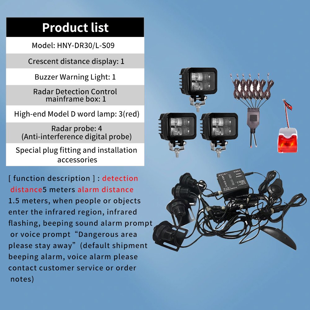 Universal 10-80V Area Buzzer Voice Reverse Anti-Collision Radar System Forklift One-Way Security Warning