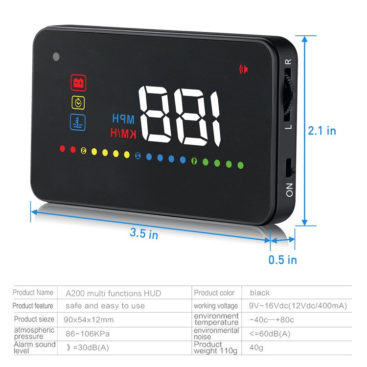 OBD II Hud Car Heads up Display Windshield Projector Speedometer with 3.5 Inch Screen