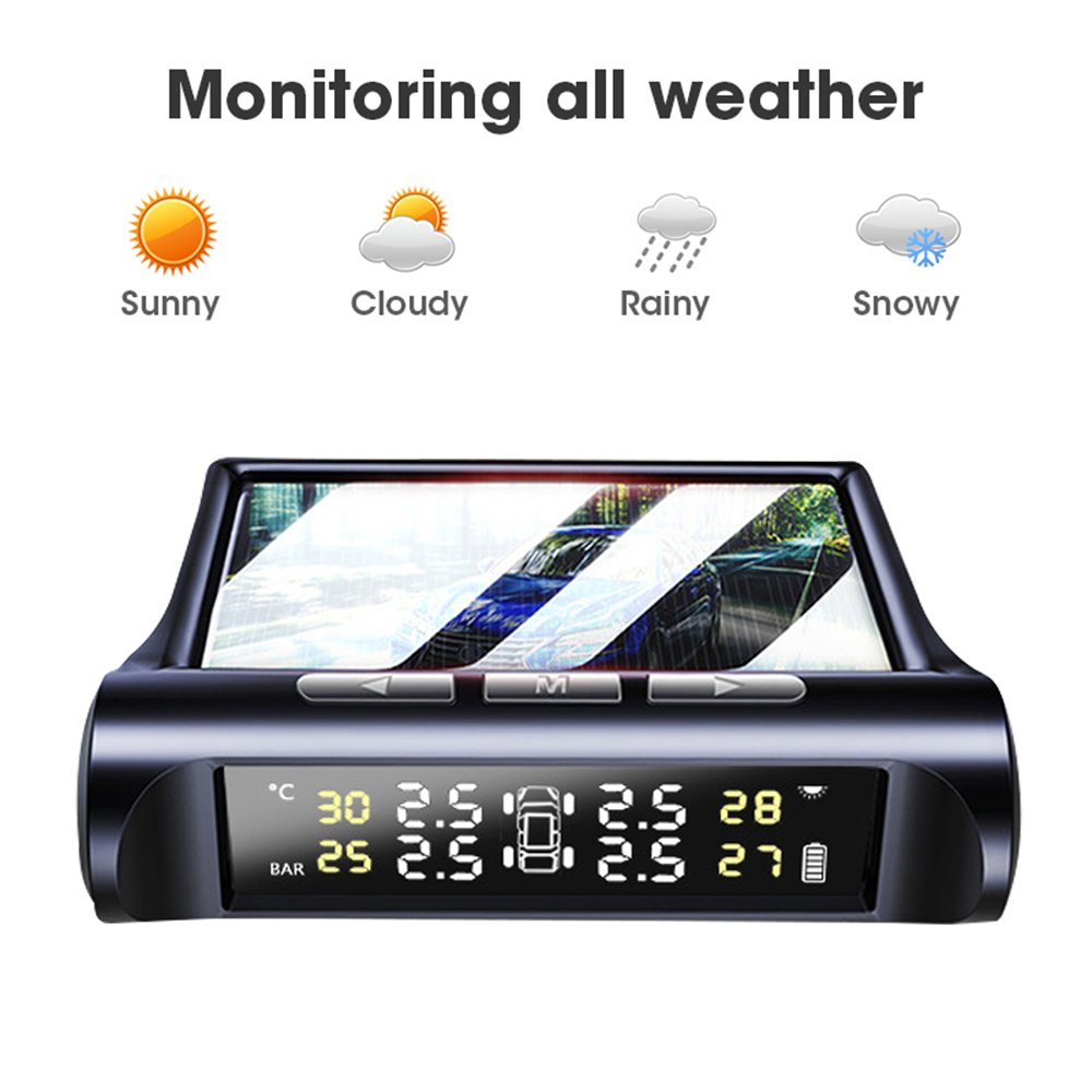 Solar Power Digital LCD Display Auto Security Alarm External Tpms Tire Pressure Monitoring System for Car