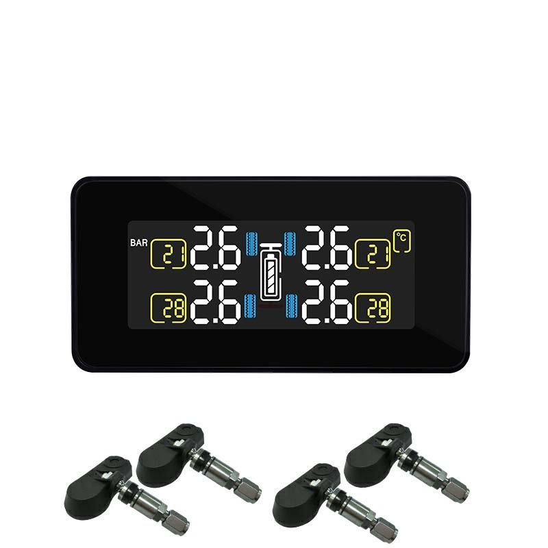 TPMS Car Display Tire Pressure Alarm Monitoring System with Solar Energy Intelligent Temperature Alarm Fuel Saving