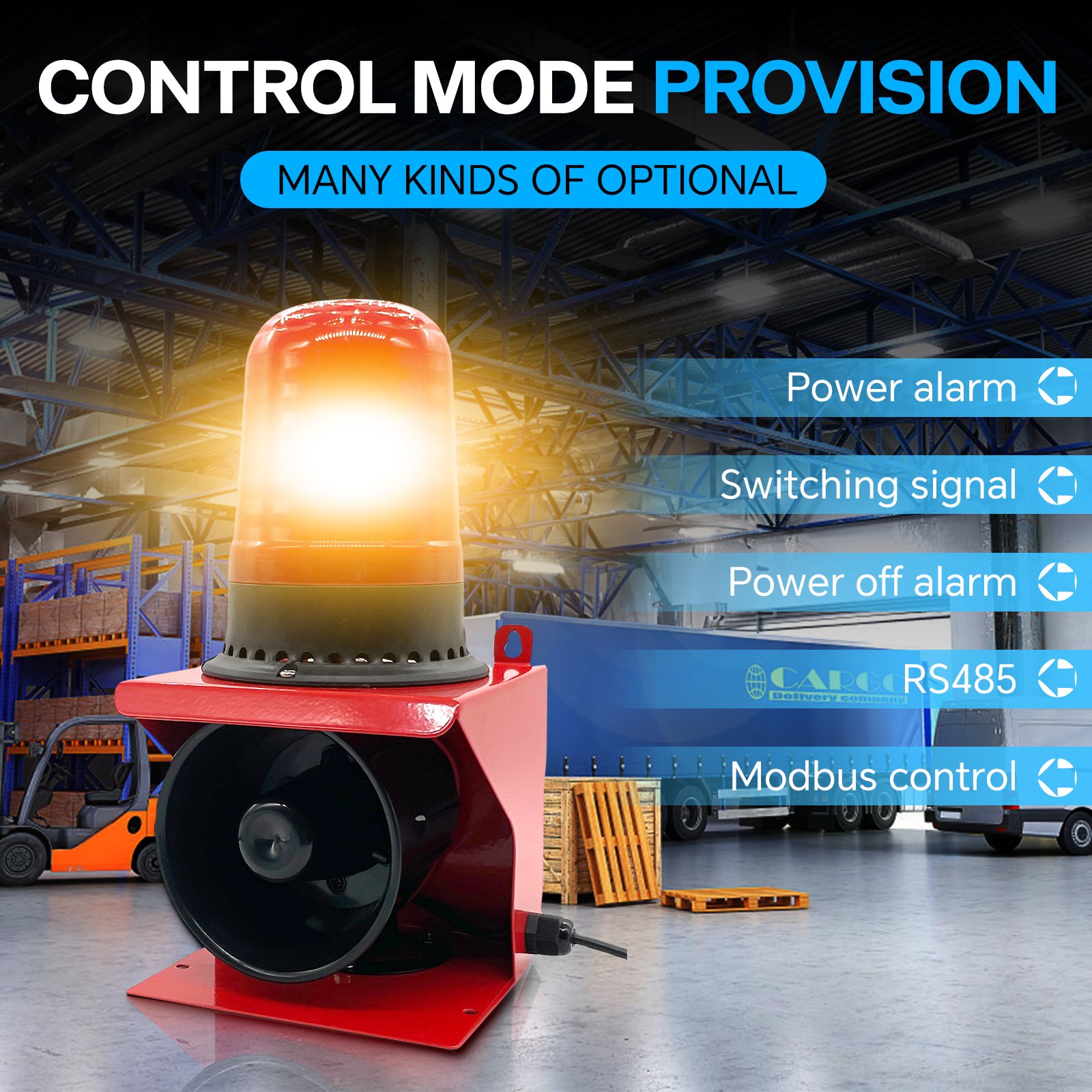 SG41 12-36V 20W Small Sound and Light Alarm/Electronic Siren Horn Audio Speaker Outdoor Voice Broadcast Support USB Update Voice
