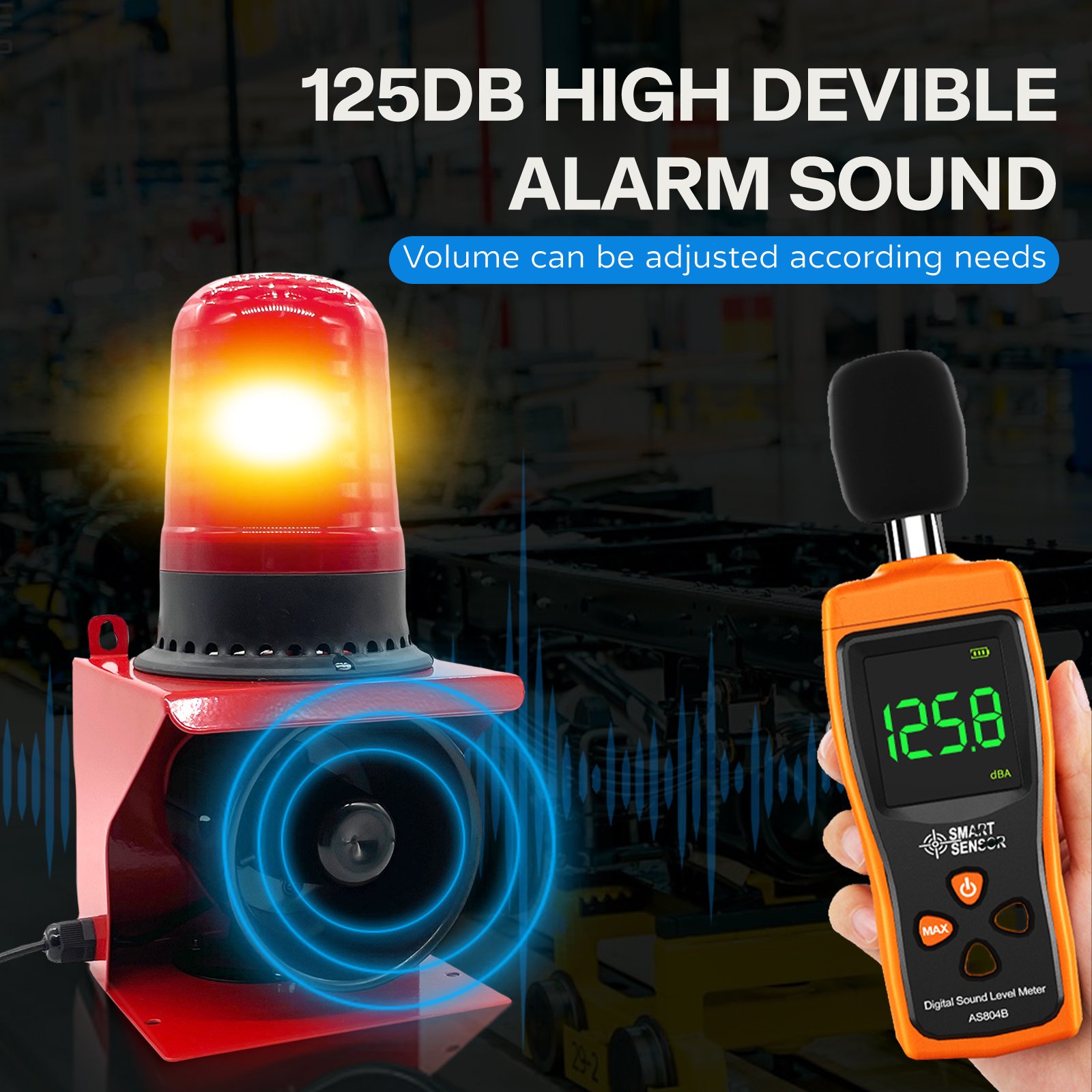 SG41 12-36V 20W Small Sound and Light Alarm/Electronic Siren Horn Audio Speaker Outdoor Voice Broadcast Support USB Update Voice