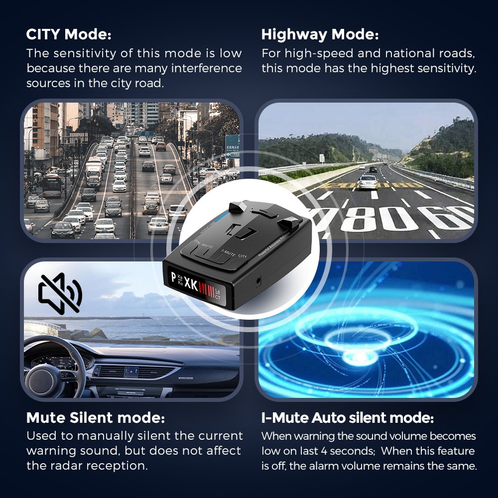 MEKEDE RAD2000 Car Radar Detector 12V English Russian Laser Rador Detection Speed Alarm 2 Modes K X Ka Band Anti Radar for Car