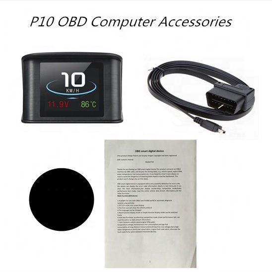 OEM HUD P10 Gauge Obd2 Meter Water Temp Oil Temp Oil Press Turbo Boost Ext Temp with Color Picture for Car