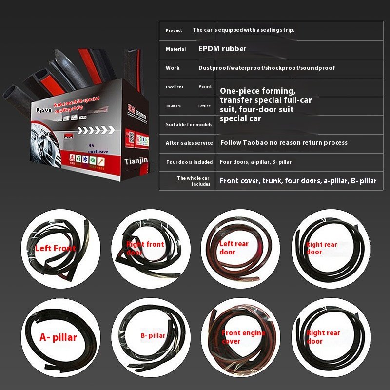 Mercedes-Benz C260 Compatible Auto Door Gap Insulation Strip Dust Collision Sound Reduction Rubber Sealing Retrofit for Cars