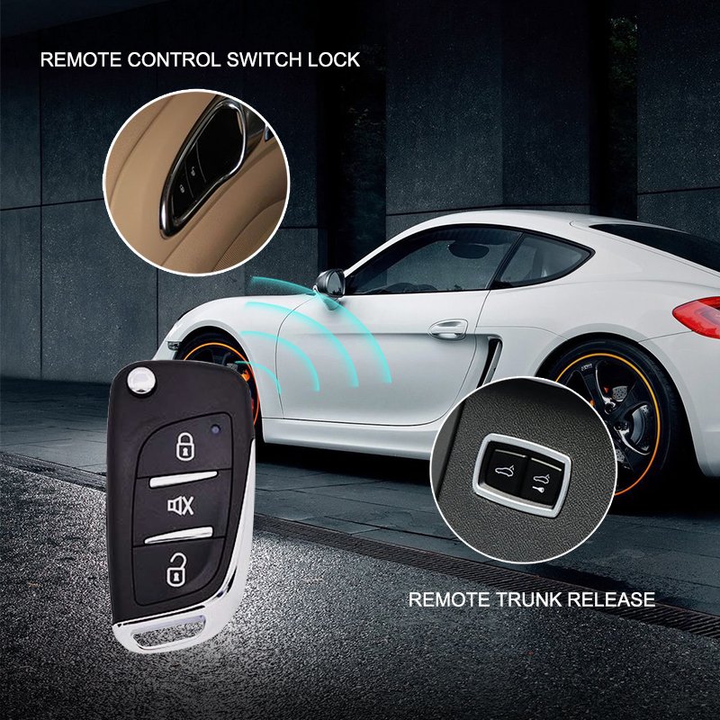 Carqseng Car Alarms Security System Keyless Entry Siren Remote Control Burglar Alarm With Central Door Lock Unlock System