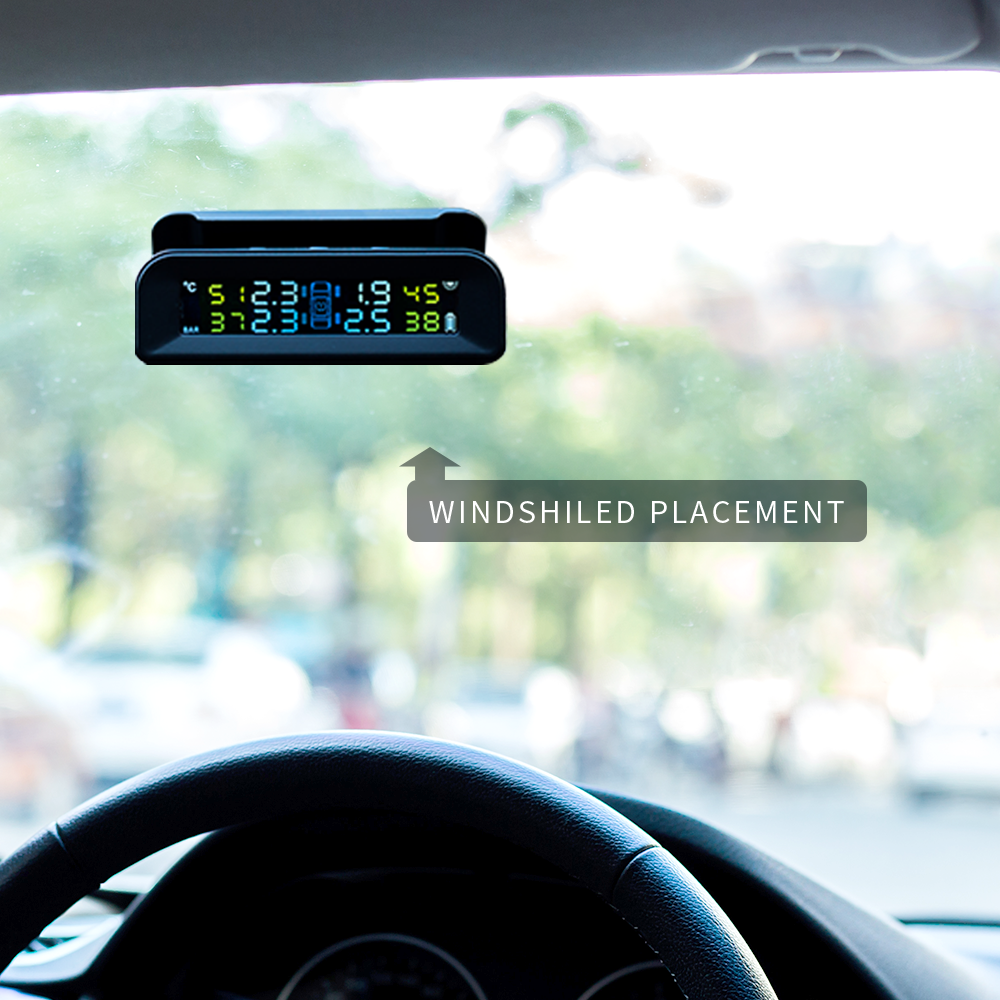 Solar Windshield TPMS Tire Pressure Monitoring System Car Wireless Tyre Pressure Alarm Internal Pressure Sensor