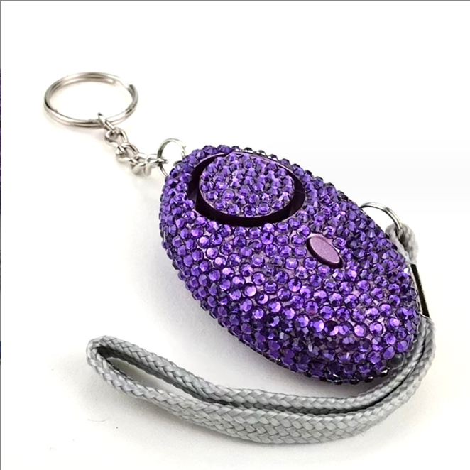 Custom Color Shiny Diamond Self Defense Keychain Accessories Bulk Car Alarms Personal Alarms Self Defense Keychain Alarm