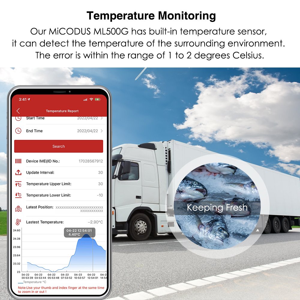 Micodus ML500G Temperature Monitor 5000mAh Portable Wireless Asset 4G GPS Device Magnetic Car Tracker GPS Real Time Tracking