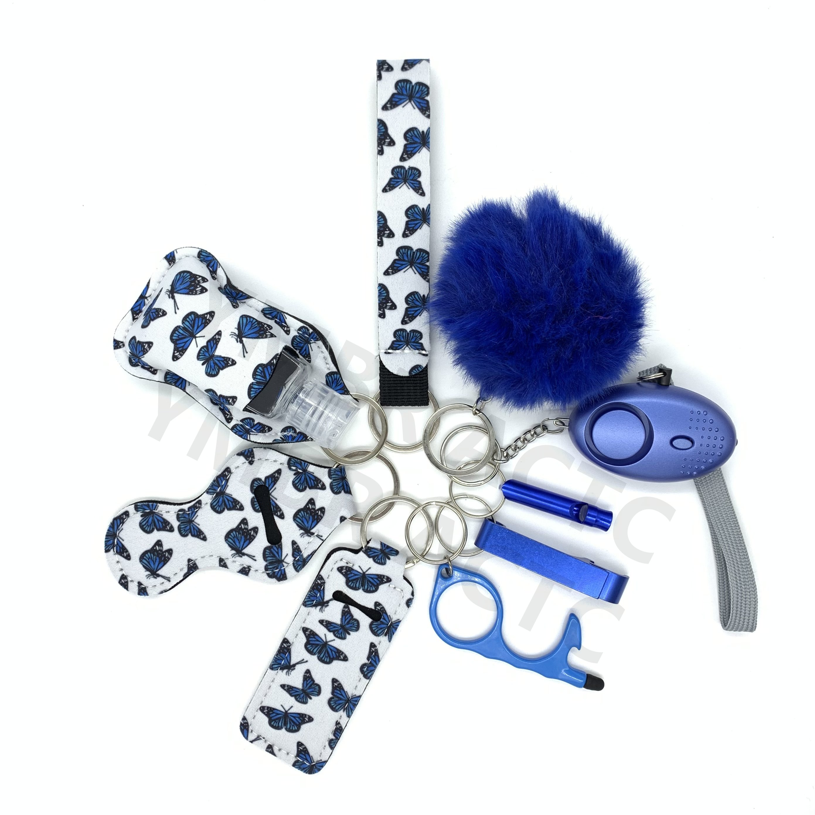 Good Selling Modern Novel Design Safety Cute Pompom Bottle Opener Defense With Car Flip Self Defense Keychain