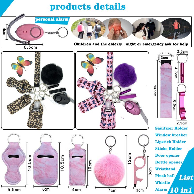 Good Selling Modern Novel Design Safety Cute Pompom Bottle Opener Defense With Car Flip Self Defense Keychain