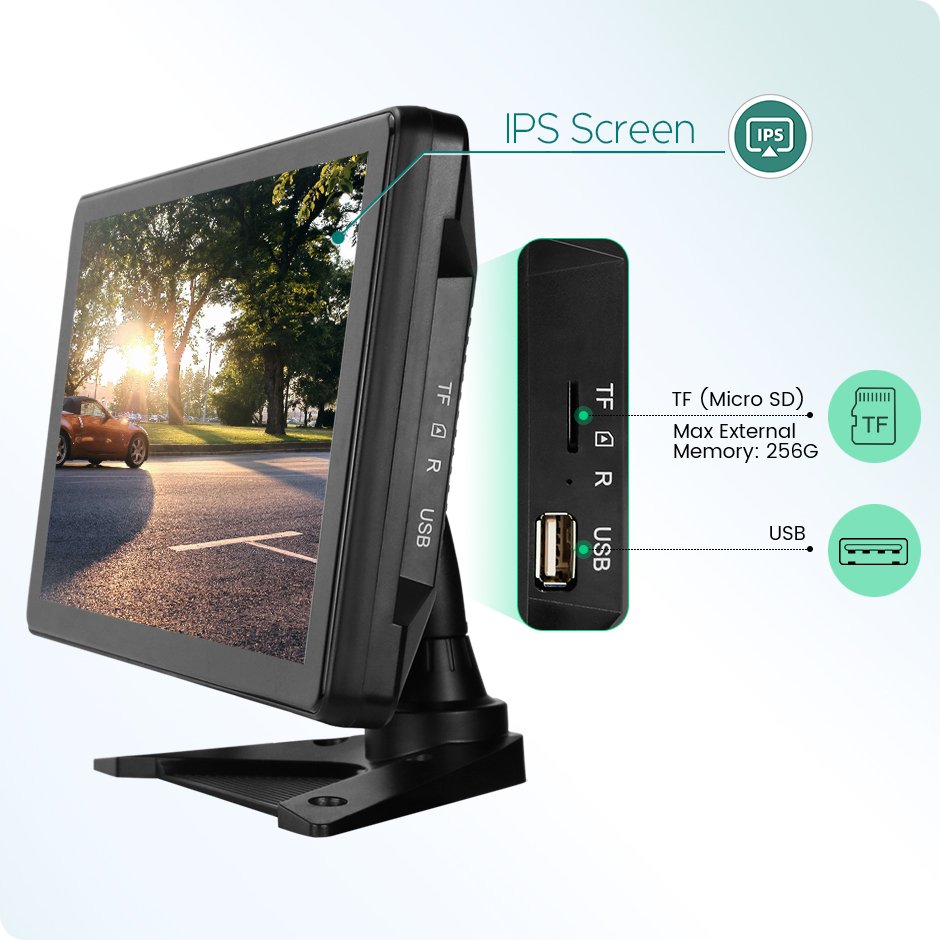 10.36 Inch 4 Channel AI Smart Blind Spot Radar BSD Alarm Truck Bus Car DVR Recorder Monitor with 4 PCS AHD 1080P IR Camera