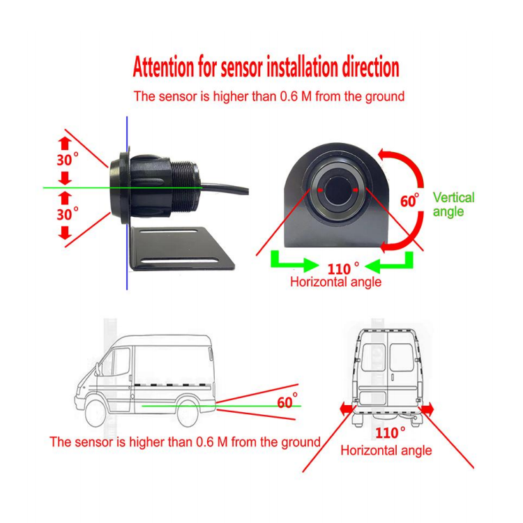 Car Auto BIBI Alarm LED Parking Sensor Reverse Backup Car Parking Radar Monitor DC 12V AC Led Display All Car 480 TV Lines. 22mm
