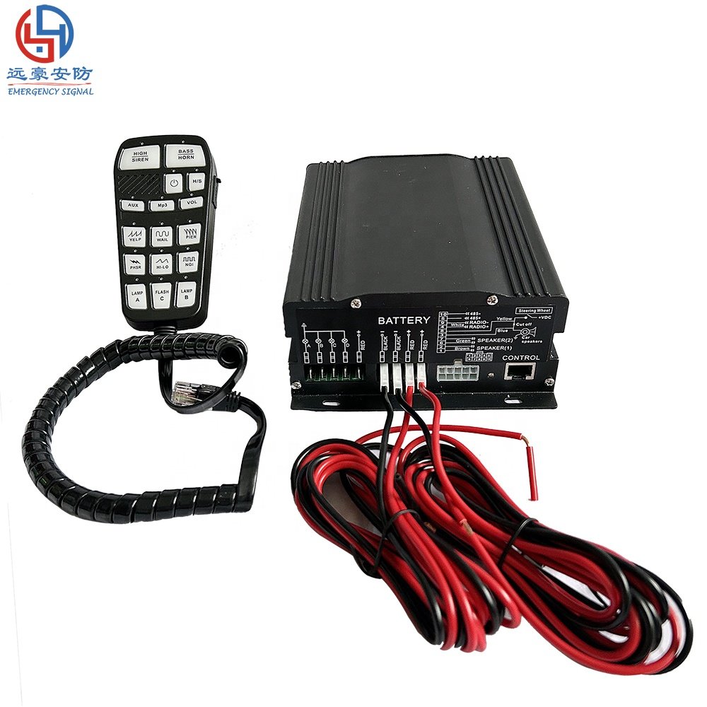 YUANHAO 200W/300W/400W Siren Mp3 Low Frequency Car Warning Siren High and Low Frequency Switching 12 Volt 24 Volt Dc Alarm Siren