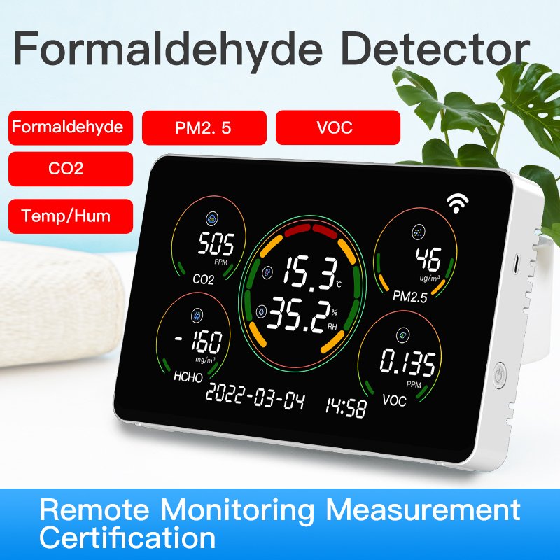 Digital LCD Thermometer Air Quality Monitor Alarm Remote Temperature and Humidity Transmitter With WIFI