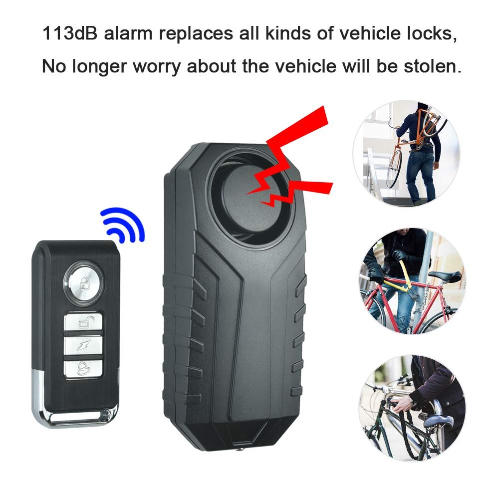 113dB Wireless Remote Anti-Theft Vibration Sensor Alarm Motorcycle Bicycle Alarm Waterproof Security Cycling Bike Alarm