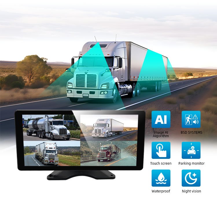 Wemaer 10.36 Inch Monitor Touch Screen Dash Cam Front Rear 1080P 5CH AHD Camera Sound Light Alarm BSD AI Truck Camera System