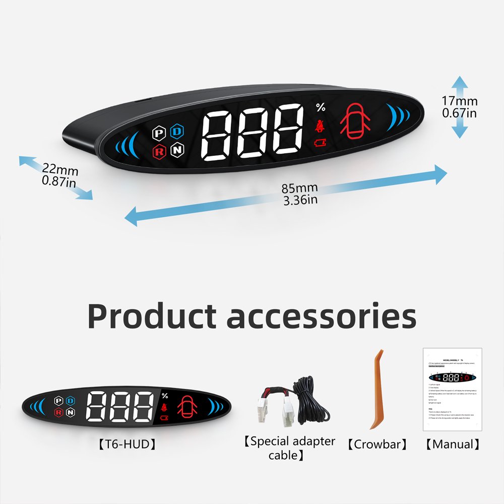 Popular Auto Hidden Digital Meter HUD Head up Displays T7 Model 3 Model Y Universal Speed Meter Gauge HUD Computer for Car