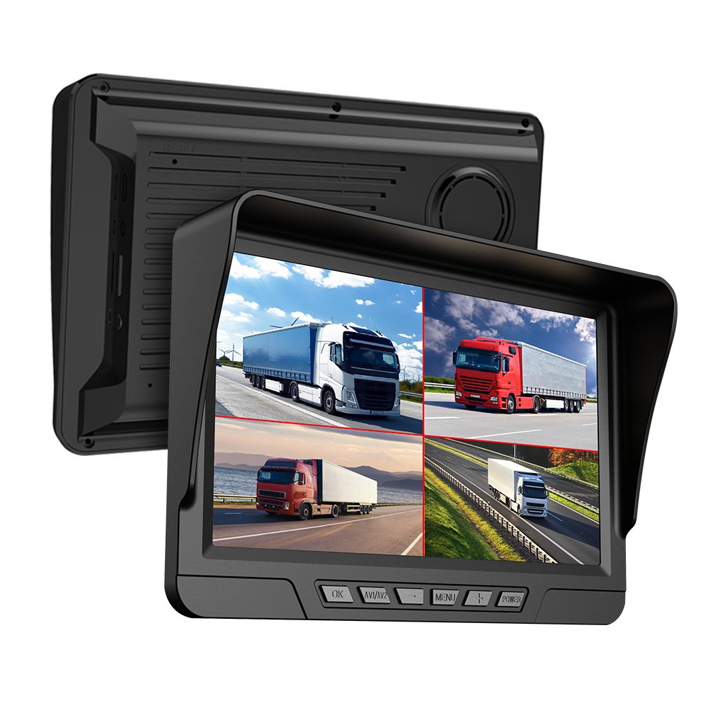 7Inch Full HD 1080p Dual Lens Split View 24V Backup Reverse Monitor Rear View Side Mirror Bus Semi Truck Camera System