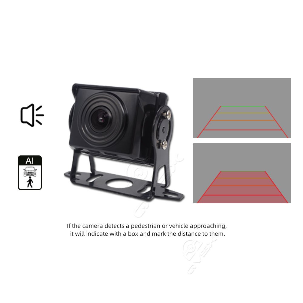 1080p Smart AI Blind Spot Detection Rear View Camera with Pedestrian Vehicle Voice Alarm Safety Driving Monitoring System