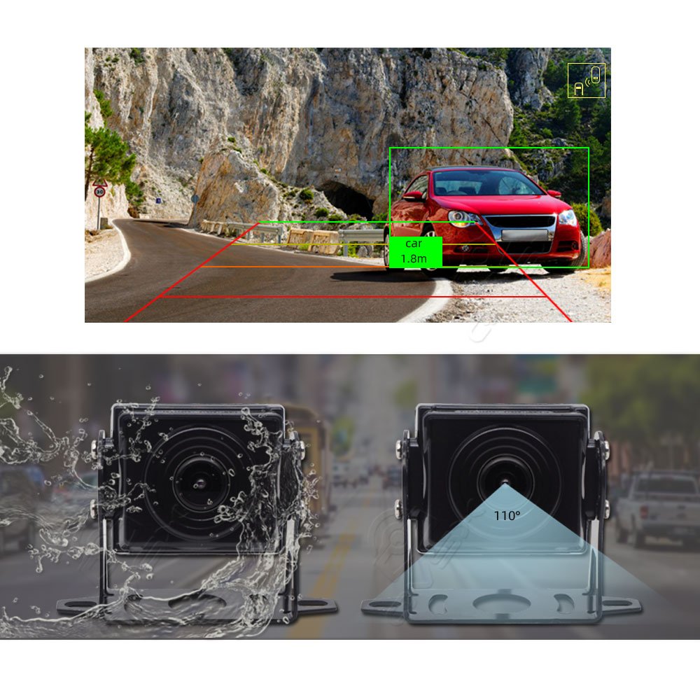 1080p Smart AI Blind Spot Detection Rear View Camera with Pedestrian Vehicle Voice Alarm Safety Driving Monitoring System