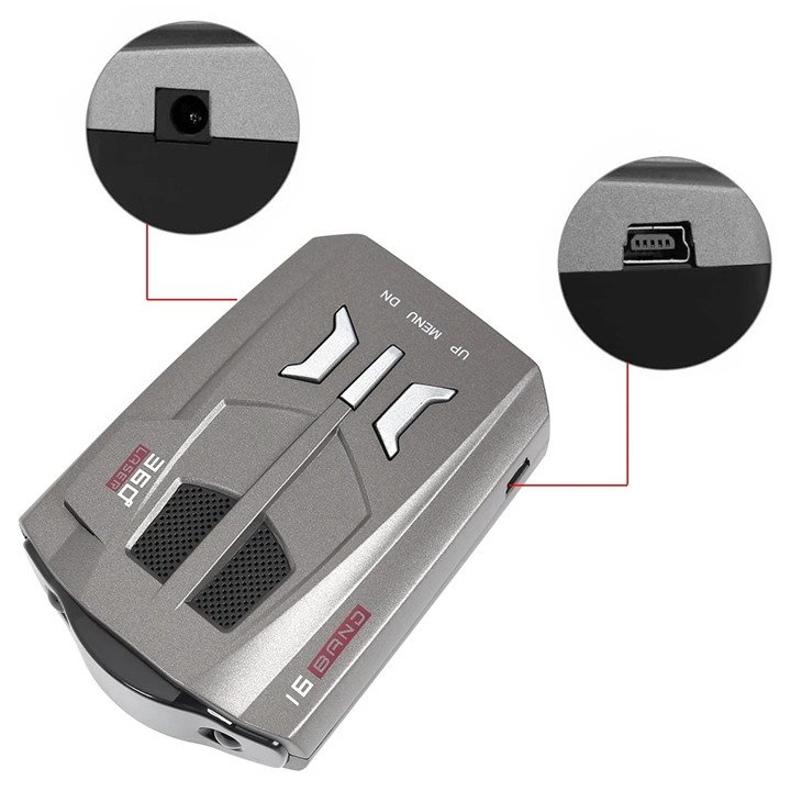 English Russian Auto 360 Degree V9 Speed Voice Alert Alarm Warning 16 Band LED Display Vehicle Car Radar Detector
