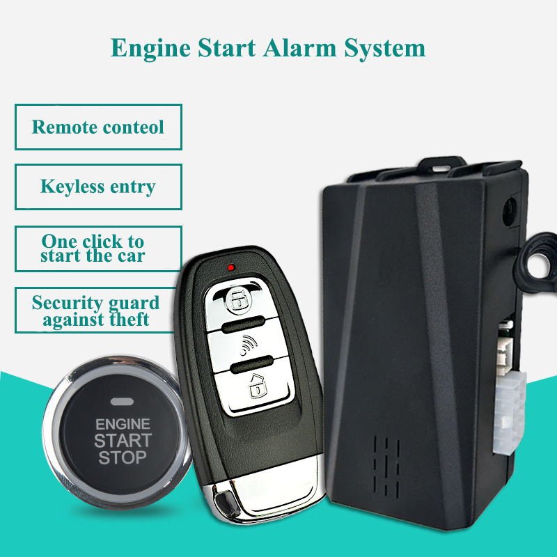 Hot Sales Universal Type Car Alarm Passive Keyless One Button Start Remote Control System Auto Central Lock Push Button Start