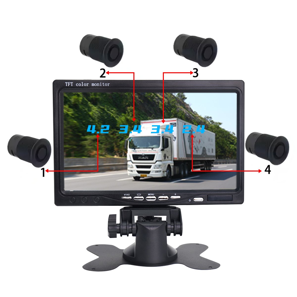 Front Rear Truck Bus Assistant Blind Spot Detection Backup Reverse Camera Car Parking Sensor System for Truck Bus Car