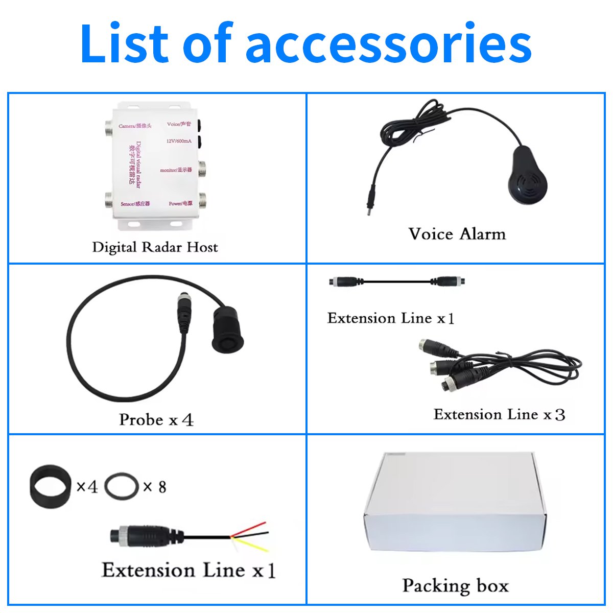 Front Rear Truck Bus Assistant Blind Spot Detection Backup Reverse Camera Car Parking Sensor System for Truck Bus Car