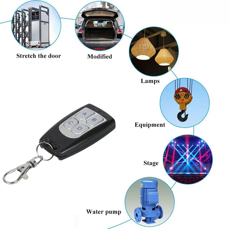 433 mhz RF Remote Control Learning Code 1/2/3/4 Button Black One Key for Gate Garage Door Controller