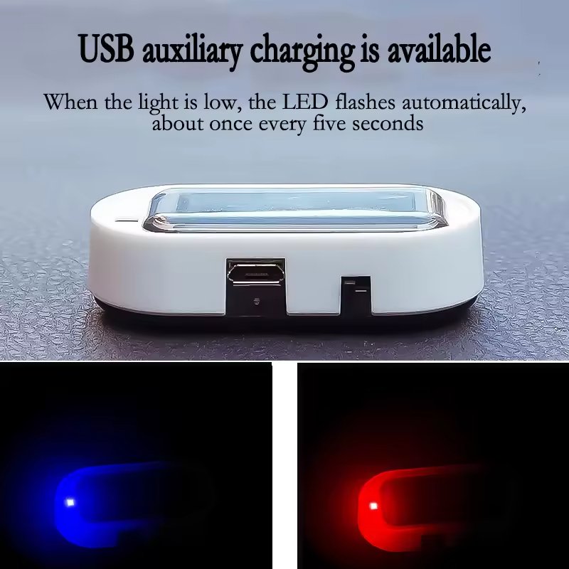 Solar Car Alarm Warning Flash LED Light Car Solar Power Security System Dashboard Warning Indicator Theft Flash Anti-Theft