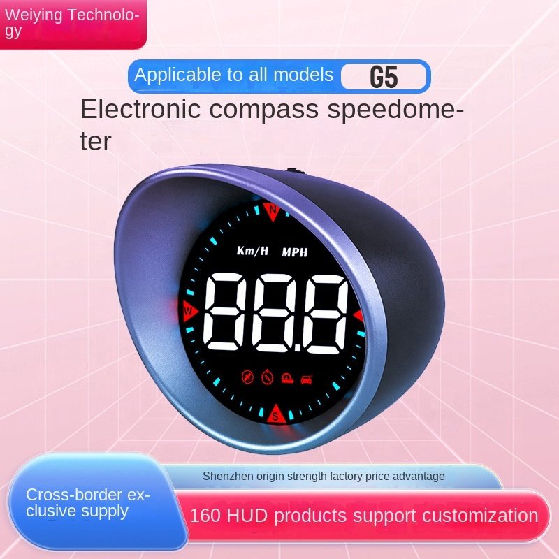 Universal Smart Gauge Head up Display Gps HUD G5 Smart Digital Speedometer with Temp Alarm Functions for All Cars