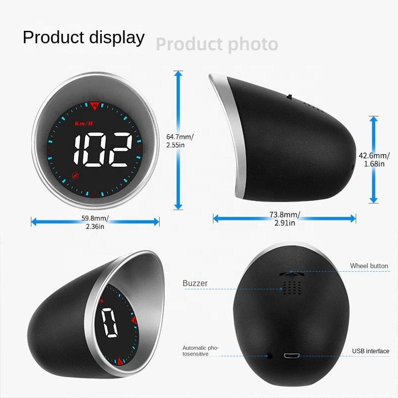 Universal Smart Gauge Head up Display Gps HUD G5 Smart Digital Speedometer with Temp Alarm Functions for All Cars