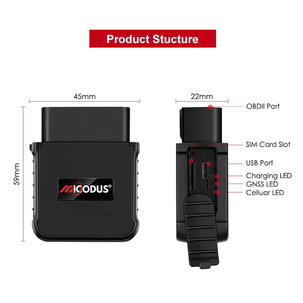 Wifi Hotspot Micodus MV55G Canbus Data Reading Diagnostic Mini 4G Vehicle Locator Spy Obd2 Gps Tracking Device Car Tracker Obd