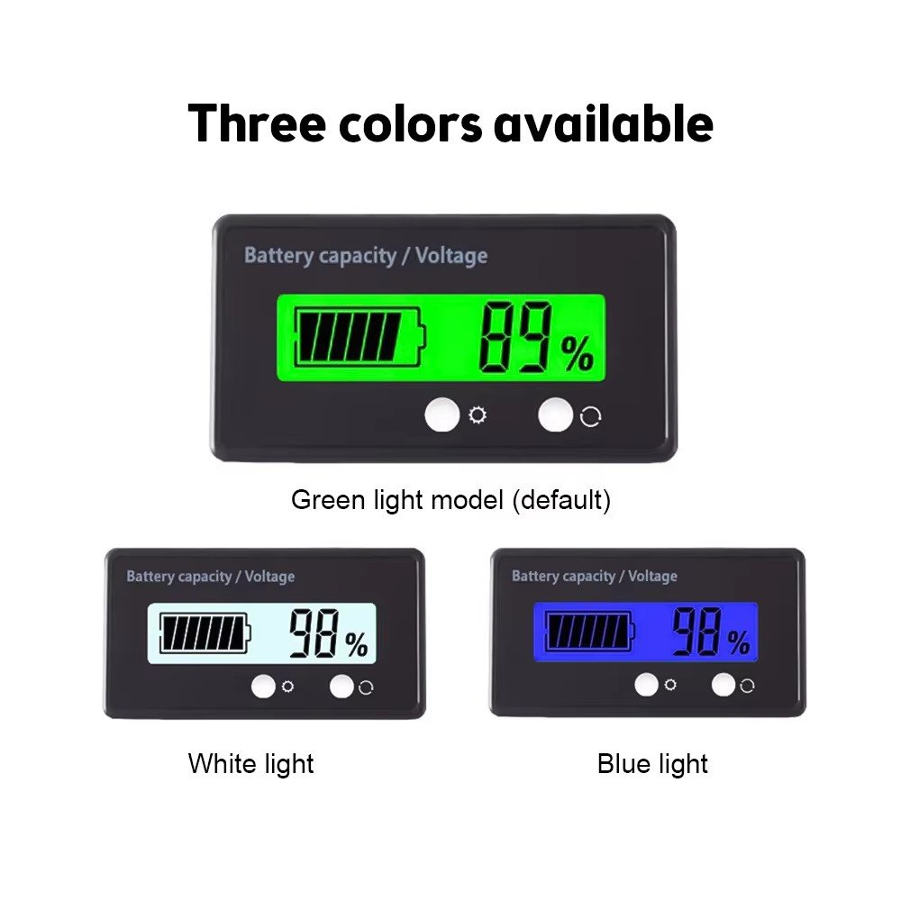 DC 12V 24V 36V 48V 72V Battery Capacity Voltage Meter With Alarm, Battery Capacity Gauge Indicator, Battery Indicator Monitors