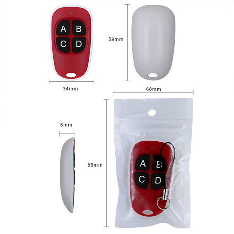Mini 4 Button 433MHz Learning Code RF Wireless Remote Universal Remote Control for Garage/door/car