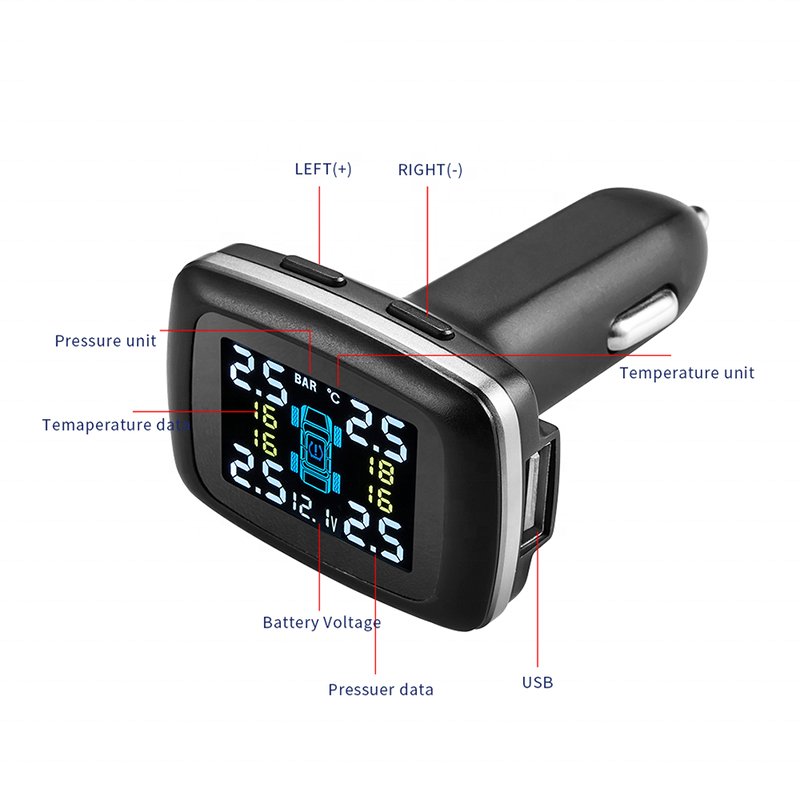 Wireless Mini Cigarette Lighter TPMS for Car Internal Sensor Tire Pressure Monitoring System Gauge