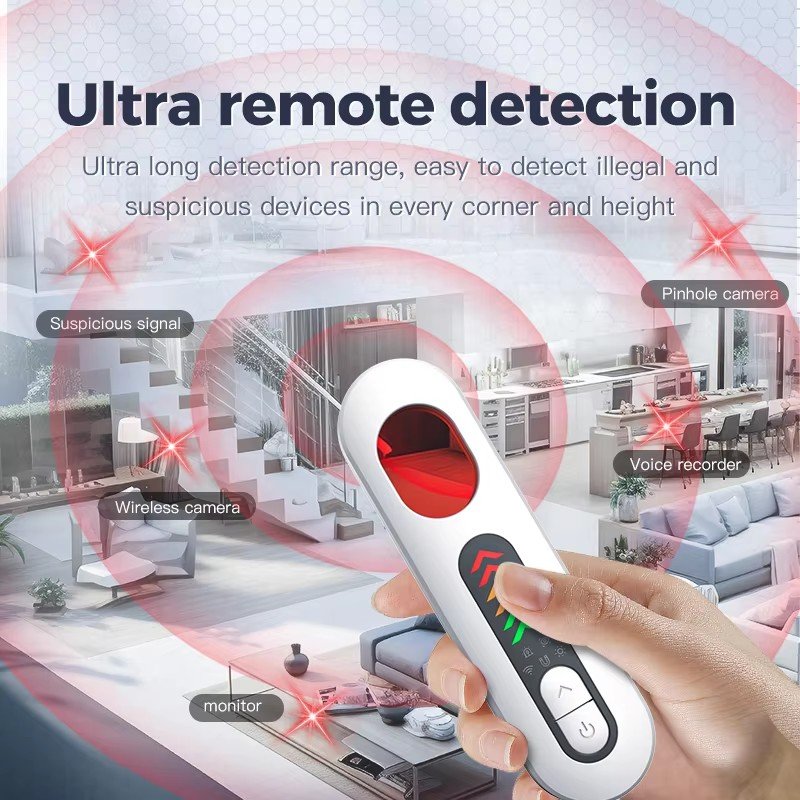 Level 5 Adjustable Sensitivity RF Signal Detector Anti-Eavesdropping Anti-Spy Car Alarm System Battery Power Candid Camera Radio