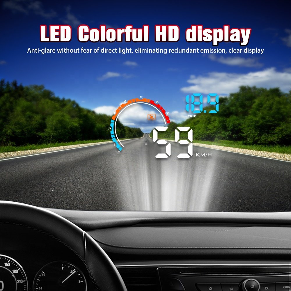 New Vehicle Tool OBD2 Gauge D2500 GPS HUD Speedometer Head up Display Dual System for Cars Multi-color HUD