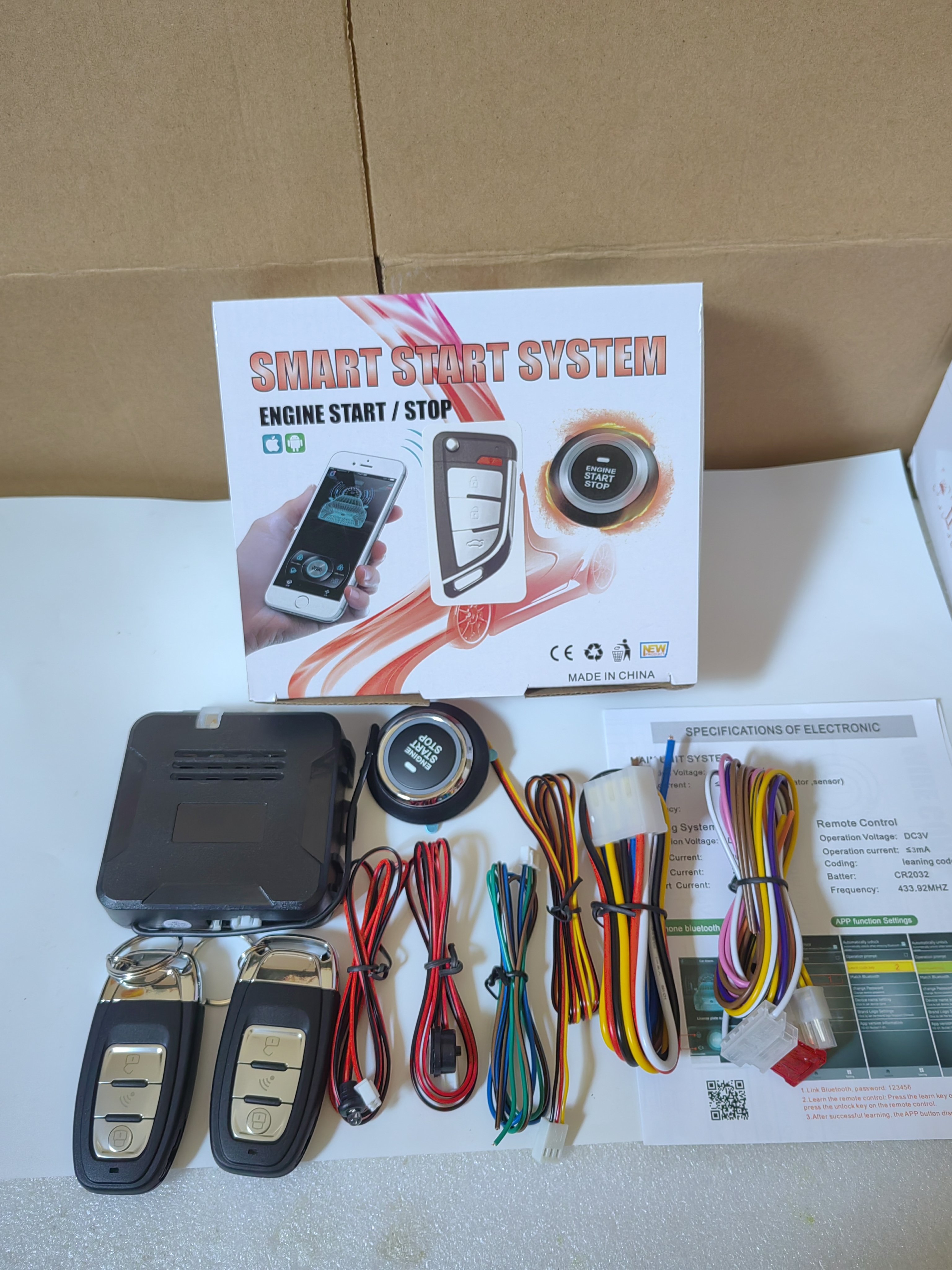 2024 New 12V Car General Refit One-key Start Anti-theft Device Mobile Bluetooth Car APP Pre-cooling and Preheating
